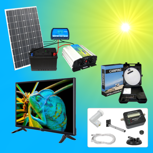 Komplettes 220V TV Solarspeichersystem inkl. Fernseher und Sat Anlage