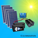 Solar1000-22 (12V) Komplettes 220V Solarspeichersystem 1000 Watt Wandler 2000W