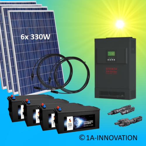 2000W hybrid solar system 2kW incl. 4x Storage for connection to your own home network single-phase
