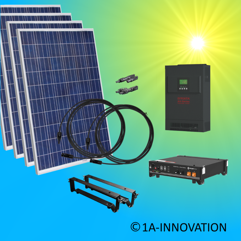 1500W Hybrid Solaranlage 1,5kW inkl. 1x Lithium-Akku zum Anschluss ans eigene Hausnetz einphasig