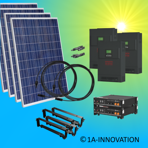 5000W Hybrid Solaranlage 5kW inkl. 2x Lithium-Akku zum Anschluss ans eigene Hausnetz dreiphasig